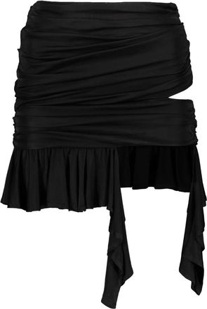 ADĀMO Andrea Adamo Draped Ruffled Mini Skirt - Dames - Korte rokken - Zwart - M - Rokken