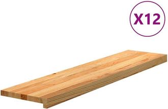 vidaXL Vidaxl - Pelda&ntilde;os De Escalera 12 Uds Madera Maciza Roble Marr&oacute;n Claro