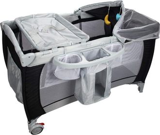 Costway Costway Cuna De Beb&eacute; Cama Viaje Plegable Con Rueda Con Colch&oacute;n Para Cambiador Pa&ntilde;al Con Funci&oacute;n De Oscilante (negro)