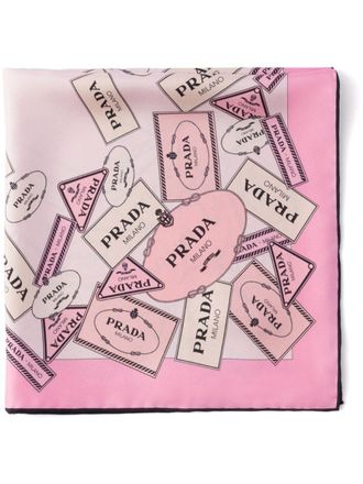 Prada printed twill scarf - women - Silk - One Size - Pink