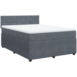 vidaXL Cama Box Spring Con Colch&oacute;n Terciopelo Gris Oscuro 160x200 Cm Vidaxl