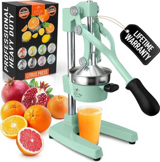 Zulay Kitchen Cast Iron Juicer - Heavy Duty Manual Juicer with Detachable Strainers