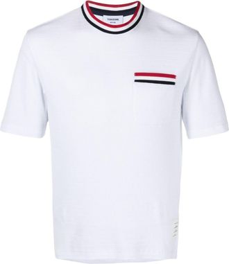 Thom Browne pointelle-knit cotton T-shirt - men - Cotton - 3 - White