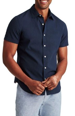 Bonobos Riviera Slim Fit Short Sleeve Button-Up Shirt in Seersucker - Inkwell at Nordstrom, Size Xx-Large