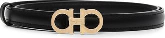 Ferragamo Gancini Leren Riem - Dames - Riemen - Zwart - 80 CM - Leer - Accessoires