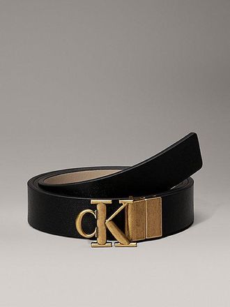 Calvin Klein Cintur&oacute;n Reversible De Piel Con Logo