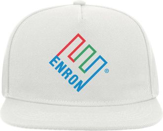 Generic Enron Company Logo Biggest Financial Ponzi Scheme Snapback Flat Visor Cotton Blend Cap White