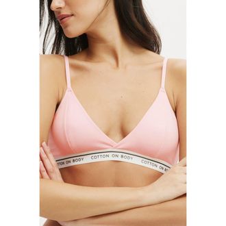 Cotton On Womens Branded Cotton Cross Over Bralette in Blushing Bride at Nordstrom, Size Xx-Small