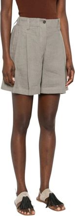 Brunello Cucinelli Korte Broeken, Dames, Groen, S, Linnen, Linnen Shorts