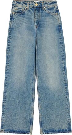 Ganni Jeans con applicazione logo - Blu