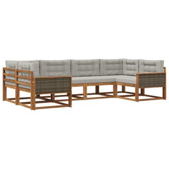 vidaXL Conjunto De Sof&aacute;s De Exterior 6 Pcs Natural Y Gris Claro Vidaxl