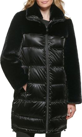 Karl Lagerfeld Karl Lagerfeld Mixed Media Puffer Coat