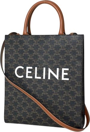 Celine Cabas Brown Coated Canvas Leather Tote Bag (Pre-Owned)