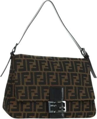 Fendi Pre-owned Shoulder Bags, female, Brown, Size: ONE SIZE Pre-owned Zucca Canvas Shoulder Bag