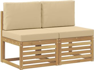 vidaXL 2 Pieza Sof&aacute; Intermedio De Exterior Madera De Acacia S&oacute;lida Vidaxl