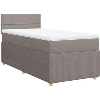 vidaXL Cama Box Spring Con Colch&oacute;n Tela Gris Taupe 90x190 Cm Vidaxl