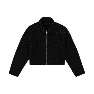 Purple Cropped Textured Pearl Jacket - Heren - Zomerjassen - Zwart - S - Katoen - Jassen