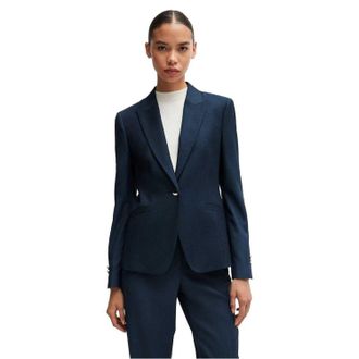 HUGO BOSS Damesblazer met patroon, reguliere pasvorm, voor formele gelegenheden (Blauw)