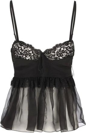 Chlo&eacute; Nachtkleding, Dames, Zwart, M, Katoen, Lingerie Top met Smalle Bandjes