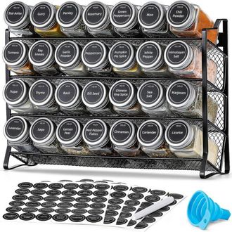 OEM Estante De Malla De Cuatro Niveles Para Especias, Para Montaje En Pared, Con Capacidad Para 28 Botes De Especias. Venta Directa De F&aacute;brica