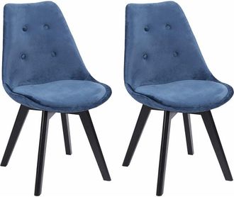 Happy Garden Set di 2 sedie nora in velluto blu con cuscino
