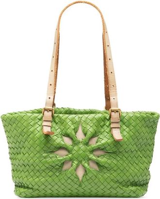 Bottega Veneta Pre-owned Tote Bags, female, Green, Size: ONE SIZE Pre-owned Woven Leather Tote Bag