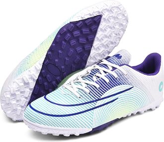 Generic Mens Low-top Breathable Soccer Cleats - Lightweight Lace-up Turf Football Shoes for Women - Anti-Slip Baseball Shoes (Purple-Short Cleats,6.5)