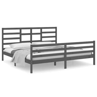 Berkfield Home Bed Frame Grey Solid Wood 200x200 cm