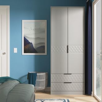 Lewis's Harlequin 2 Drawer Double Wardrobe in Dusk Grey - Ready Assembled - Lewiss Home | TJ Hughes