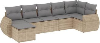 vidaXL Vidaxl - Set Sof&aacute;s De Jard&iacute;n 7 Piezas Y Cojines Rat&aacute;n Sint&eacute;tico Beige