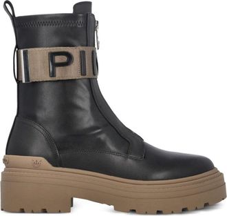 Pinko Chunky Sole Black Leather Boots