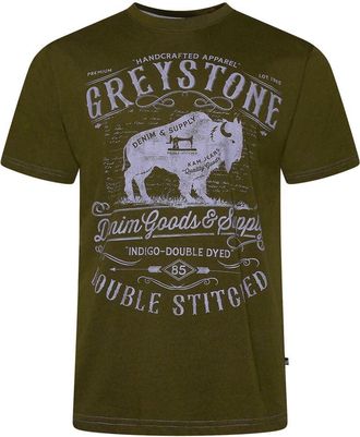 KAM Greystone Print T Shirt Crew Neck Buffalo Print Tee Big Mens 2XL-8XL 5790 (UK, Alpha, 3XL, Plus, Regular, Dark Olive)