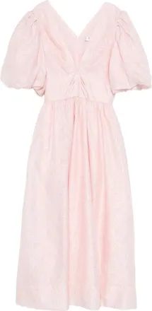 Sea New York Puff-sleeve V-neck Midi Dress