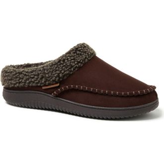 Dearfoams Marshall Microsuede Moccasin Toe Clog Slipper in Coffee at Nordstrom, Size X-Large