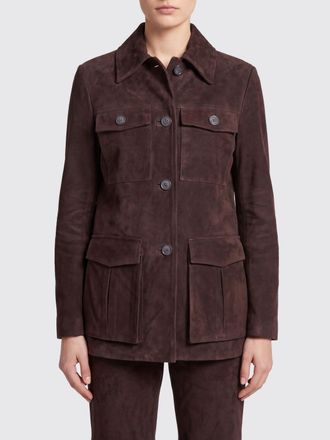 Semicouture Cropped Suede Leather Shirt Jacket with Patch Pockets