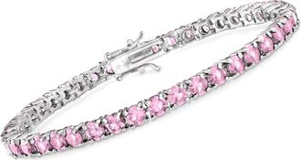 Ross-Simons Simulated Pink Sapphire Tennis Bracelet in Sterling Silver