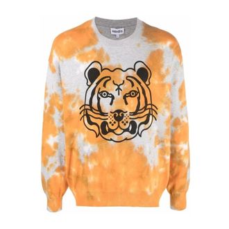 Kenzo Sweatshirts, male, Orange, Size: L Tie Dye Tiger Sweater