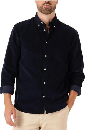 Selected Slhregdanni Cord BD LS Shirt - Heren - Casual Overhemden - Blauw - S - Katoen - Overhemden