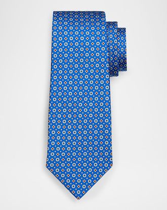 Kiton Mens Micro-Medallion Silk Tie