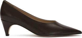 Kazar Donkerbruine pumps met verlengde neus - Dames - Pumps - Bruin - 41 EU - Leer - Schoenen