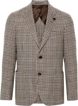 Lardini brooch-detail blazer - men - Virgin Wool/Cashmere/Viscose/Cupro - 50 - Brown