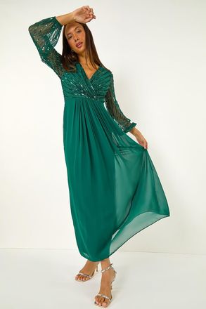 Roman Sparkle Bead Embellished Maxi Dress