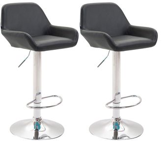 Clp Set 2 Taburetes De Bar Braga En Cuero Pu Negro Cromado