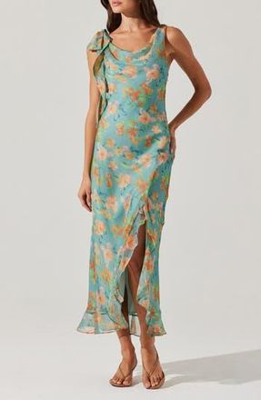 ASTR the Label Isabelle Floral Slipdress in Blue Orange Floral at Nordstrom Rack, Size X-Small