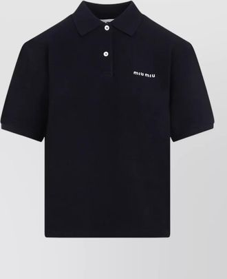 Miu Miu short sleeve polo collar knit top