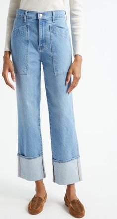 Veronica Beard Dylan Cuffed Cargo Jeans in Iceberg at Nordstrom, Size 24
