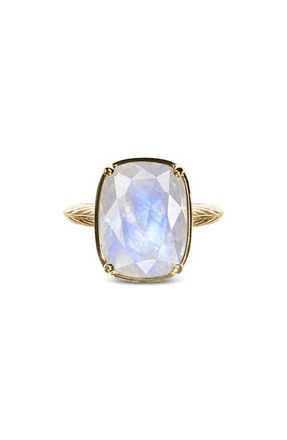 Sterling Forever Sterling Silver Elongated Cushion Stone Ring in Gold at Nordstrom, Size 10