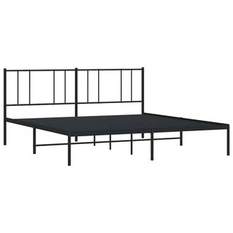 Berkfield Home Metal Bed Frame with Headboard Black 200x200 cm