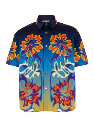 Bluemarble Multicolor Shirt With Short Sleeves In Cotton Blend Man
