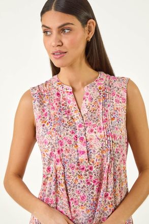 Roman Floral Burnout Vest Top
